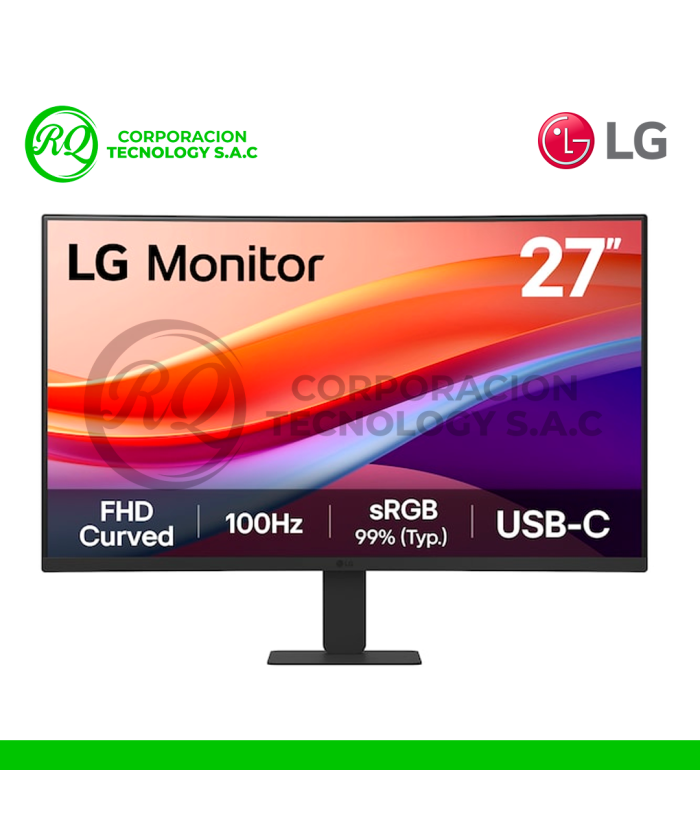 MONITOR LG CURVO 27" LED 27U421A-B (1920X1080) FHD 100 HZ, DYNAMIC ACTION SYNC, 1X 1HDMI, 1X USB TIPO-C.
