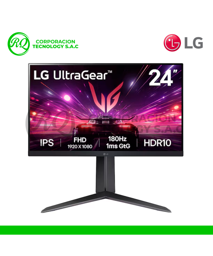 MONITOR LG GAMING LED 24" 24GS65F-B ULTRAGEAR 1920x1080 HDMI 180HZ/ 1MS HDMI, DP, AMD FREESYNC/COMPATIBLE NVIDIA G-